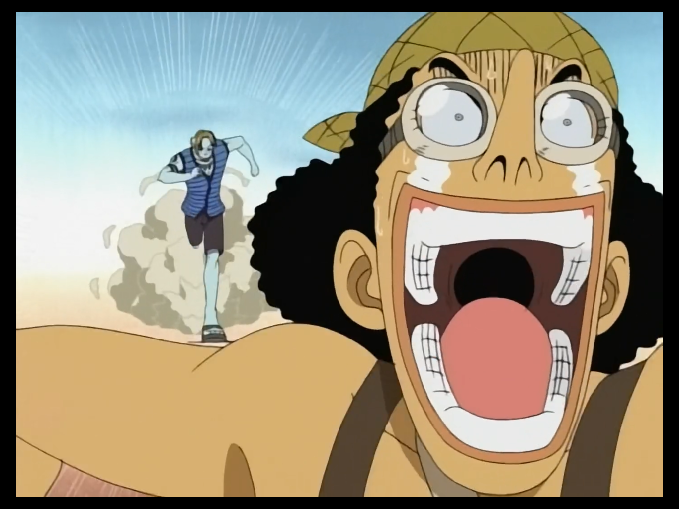 Usopp Running Away Blank Meme Template