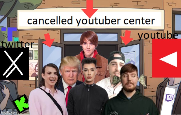 ah yes a perfectly good cancelled youtuber meetup wonder what could go wrong | image tagged in cancelled youtuber center - chalkeaters meme | made w/ Imgflip meme maker