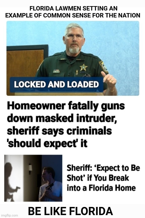 Make My Day | FLORIDA LAWMEN SETTING AN EXAMPLE OF COMMON SENSE FOR THE NATION; BE LIKE FLORIDA | image tagged in captain america,criminals,justice,it's all coming together,libtard,morons | made w/ Imgflip meme maker