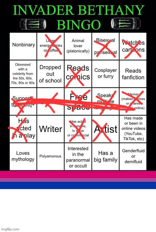 InvaderBethany Bingo | image tagged in invaderbethany bingo | made w/ Imgflip meme maker