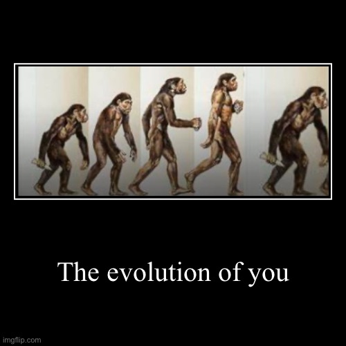 The evolution of you | The evolution of you | | image tagged in funny,demotivationals | made w/ Imgflip demotivational maker