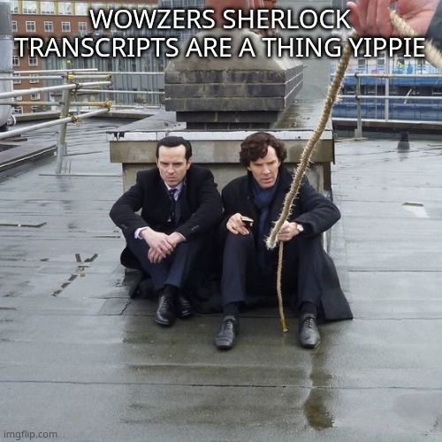 Kids in bodies of adults frfr | WOWZERS SHERLOCK TRANSCRIPTS ARE A THING YIPPIE | image tagged in kids in bodies of adults frfr | made w/ Imgflip meme maker