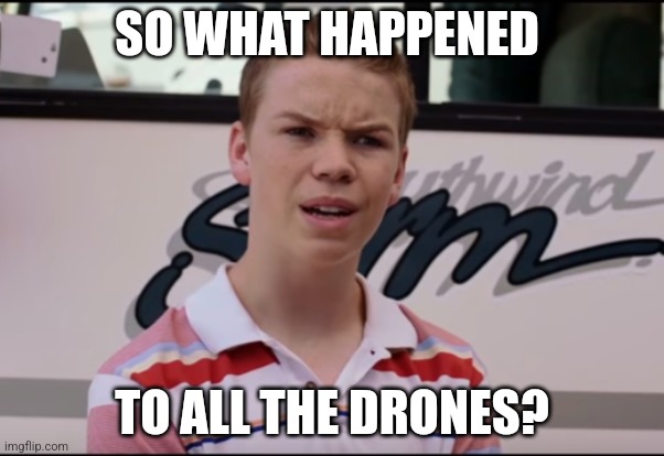 What happened to the drones? | SO WHAT HAPPENED; TO ALL THE DRONES? | image tagged in you guys are getting paid | made w/ Imgflip meme maker