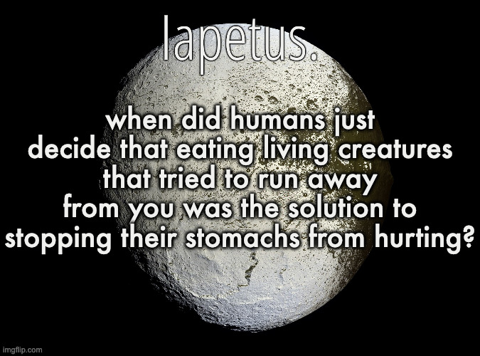 Silver Announcement Template 13.0 Template | when did humans just decide that eating living creatures that tried to run away from you was the solution to stopping their stomachs from hurting? | image tagged in silver announcement template 13 0 template | made w/ Imgflip meme maker