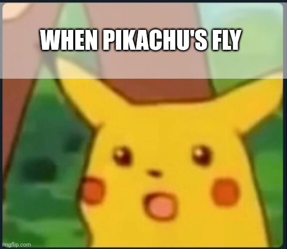 Inspiration: When Pigs Fly | WHEN PIKACHU'S FLY | image tagged in surprised pikachu | made w/ Imgflip meme maker