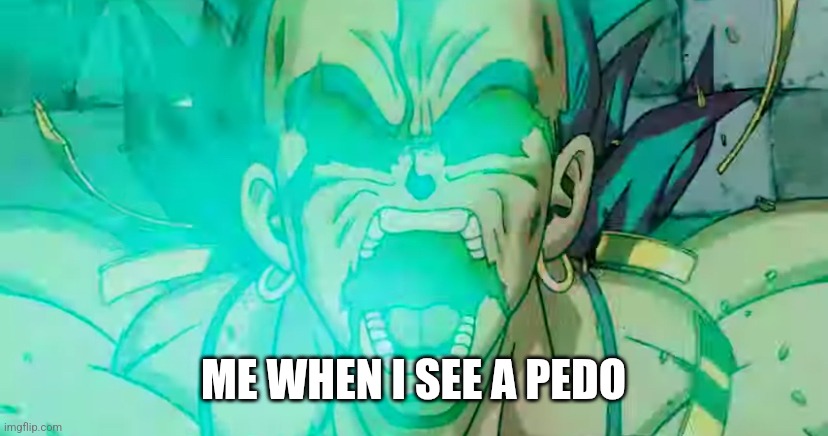 Broly Tweakin | ME WHEN I SEE A PEDO | image tagged in broly tweakin | made w/ Imgflip meme maker