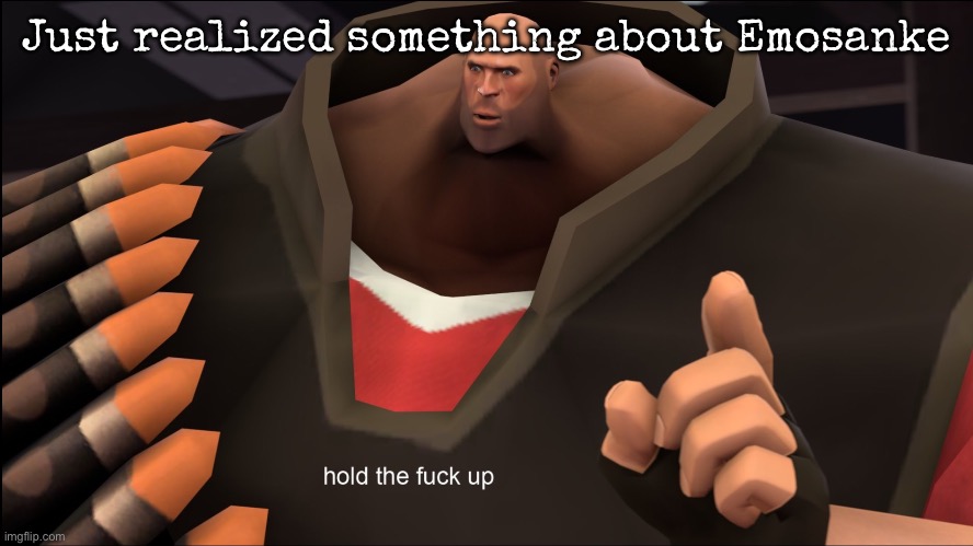 Hold The Fuck Up | Just realized something about Emosanke | image tagged in hold the fuck up,msmg | made w/ Imgflip meme maker