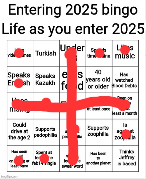 fucking ONE AWAY smh | image tagged in entering 2025 bingo | made w/ Imgflip meme maker