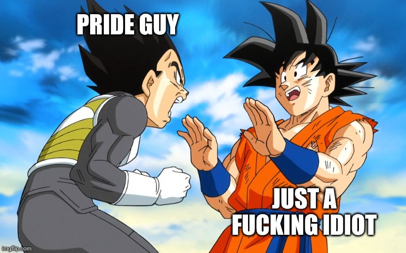 Dragon ball super | PRIDE GUY JUST A FUCKING IDIOT | image tagged in dragon ball super | made w/ Imgflip meme maker