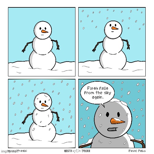 image tagged in winter,snowman,snow,snowing,flesh,sky | made w/ Imgflip meme maker