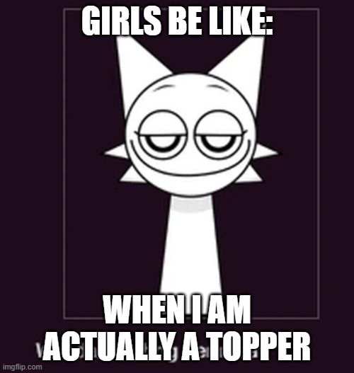 ahhhhh | GIRLS BE LIKE:; WHEN I AM ACTUALLY A TOPPER | image tagged in smug ahh look | made w/ Imgflip meme maker