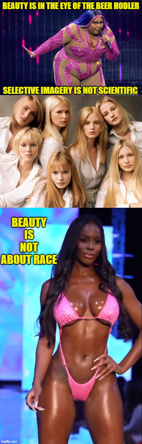 BEAUTY IS IN THE EYE OF THE BEER HODLER SELECTIVE IMAGERY IS NOT SCIENTIFIC BEAUTY IS NOT ABOUT RACE | made w/ Imgflip meme maker