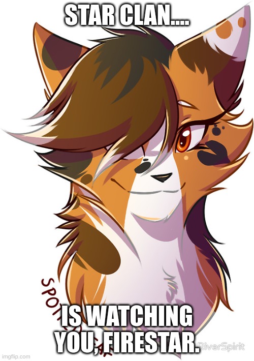 starclan | STAR CLAN.... IS WATCHING YOU, FIRESTAR. | image tagged in warrior cats spottedleaf | made w/ Imgflip meme maker