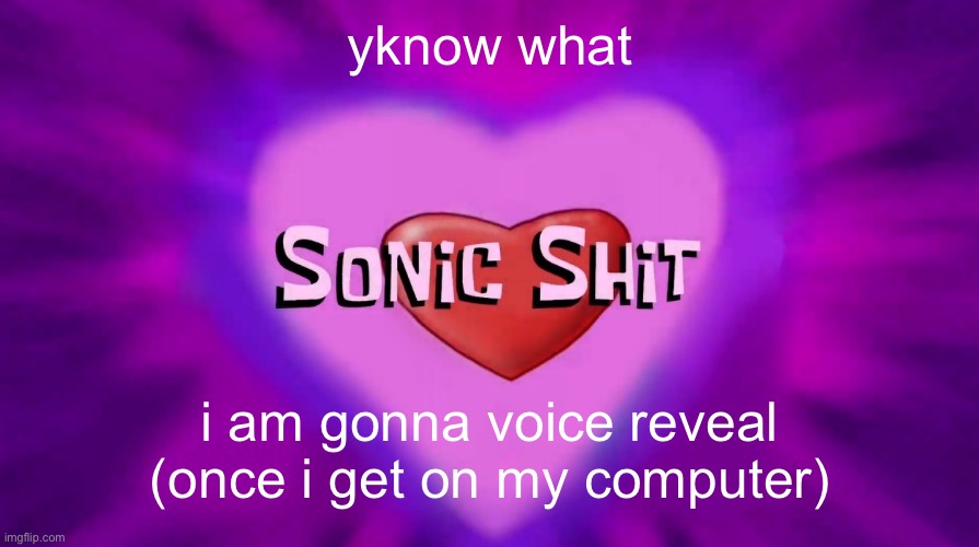 Sonic Shit | yknow what; i am gonna voice reveal (once i get on my computer) | image tagged in sonic shit | made w/ Imgflip meme maker