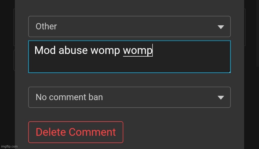 Mod abuse womp womp | image tagged in mod abuse womp womp | made w/ Imgflip meme maker