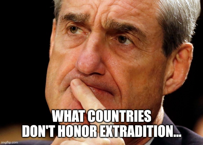 Robert Mueller Deep Thought | WHAT COUNTRIES DON'T HONOR EXTRADITION... | image tagged in robert mueller deep thought | made w/ Imgflip meme maker