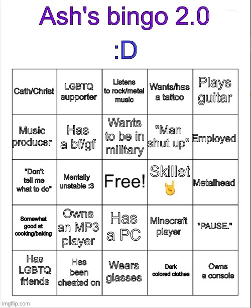 Updated version, do it if you want | image tagged in ash's bingo 2 0 | made w/ Imgflip meme maker
