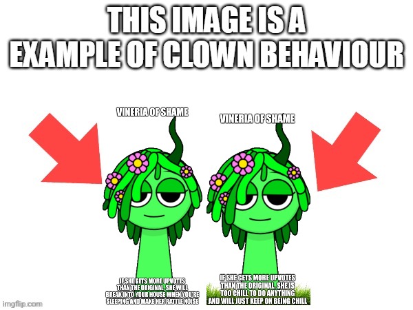 Apparently there are sprunki shame cards | image tagged in this image is a example of clown behaviour | made w/ Imgflip meme maker