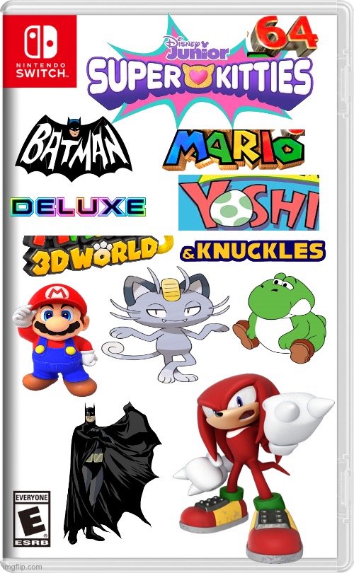 new Nintendo game just dropped | image tagged in super mario,batman,deluxe,yoshi,3d world,and knuckles | made w/ Imgflip meme maker