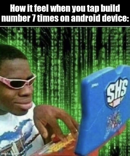 If you know... you know. | How it feel when you tap build number 7 times on android device: | image tagged in ryan beckford,hacking,android | made w/ Imgflip meme maker