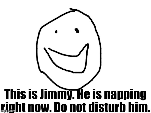 This is Jimmy. He is napping right now. Do not disturb him. | made w/ Imgflip meme maker