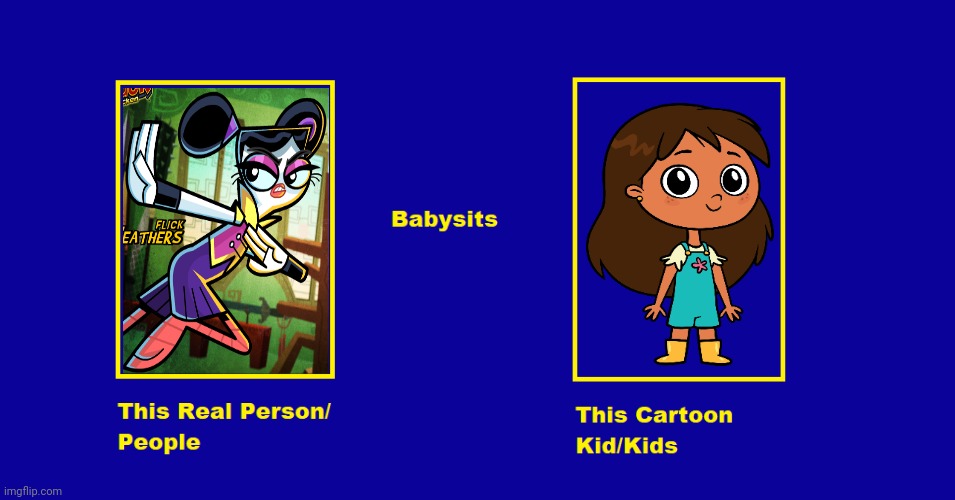 Flick Feathers Babysits Rosie Fuentes | image tagged in what if this person babysits this cartoon kid,flick feathers,chuck chicken,rosie's rules,goanimate,vyond | made w/ Imgflip meme maker