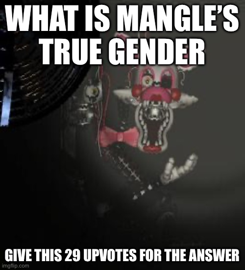 Mangle | WHAT IS MANGLE’S TRUE GENDER; GIVE THIS 29 UPVOTES FOR THE ANSWER | image tagged in mangle | made w/ Imgflip meme maker