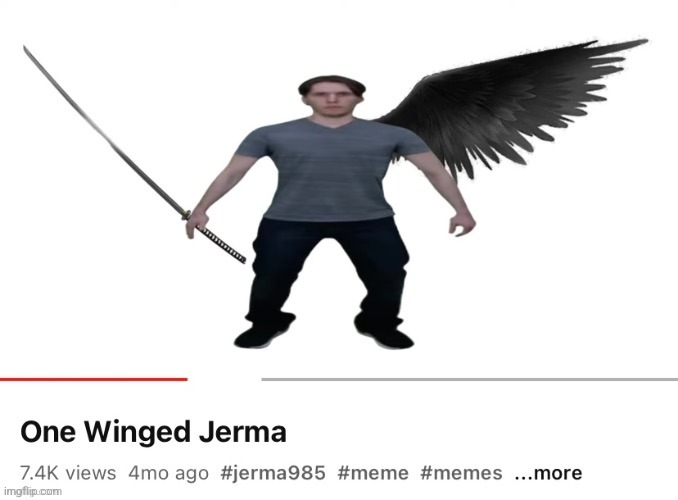 One winged jerma | image tagged in one winged jerma | made w/ Imgflip meme maker