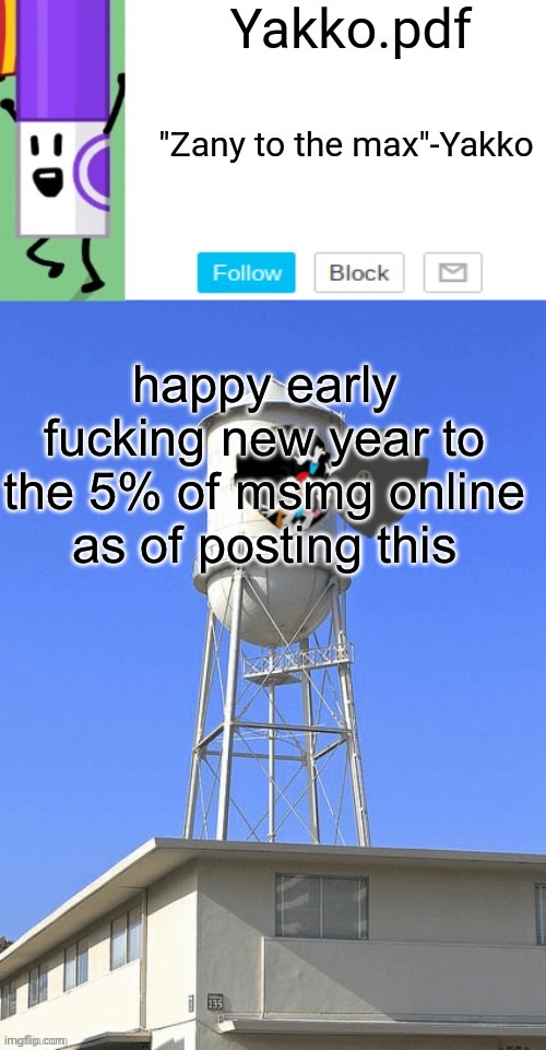 Yakko temp | happy early fucking new year to the 5% of msmg online as of posting this | image tagged in yakko temp | made w/ Imgflip meme maker