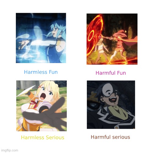 image tagged in konosuba,aqua,megumin,darkness,vanir | made w/ Imgflip meme maker