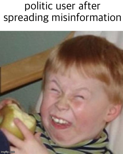 laughing kid | politic user after spreading misinformation | image tagged in laughing kid | made w/ Imgflip meme maker