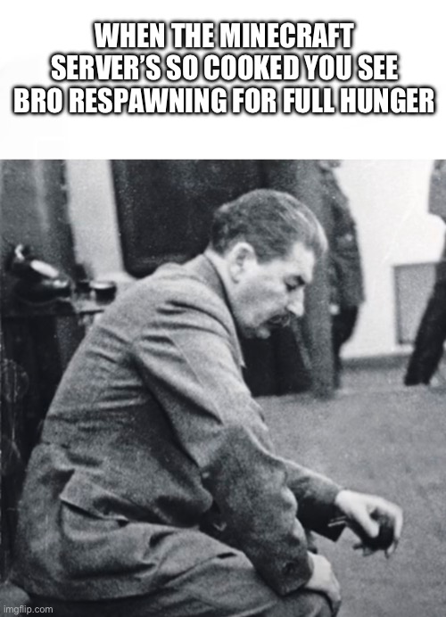 Frfr | WHEN THE MINECRAFT SERVER’S SO COOKED YOU SEE BRO RESPAWNING FOR FULL HUNGER | image tagged in funny,fun,memes | made w/ Imgflip meme maker