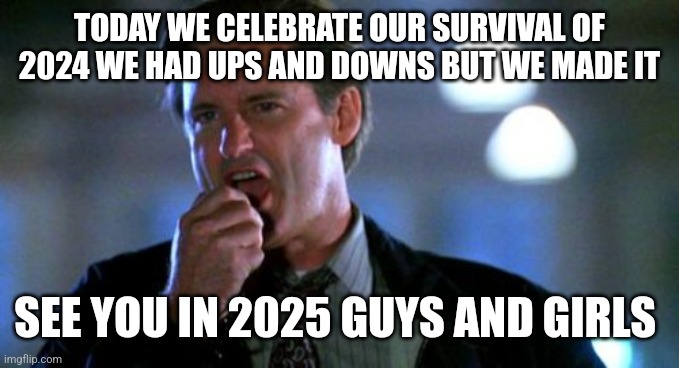 Let's go | TODAY WE CELEBRATE OUR SURVIVAL OF 2024 WE HAD UPS AND DOWNS BUT WE MADE IT; SEE YOU IN 2025 GUYS AND GIRLS | image tagged in today we celebrate,happy new year | made w/ Imgflip meme maker