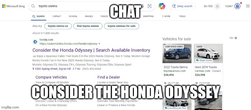 consider the honda odyssey | CHAT; CONSIDER THE HONDA ODYSSEY | image tagged in consider the honda odyssey | made w/ Imgflip meme maker