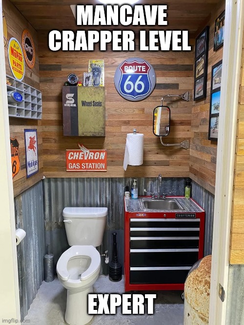 Mancave crapper | MANCAVE CRAPPER LEVEL; EXPERT | image tagged in toilet humor | made w/ Imgflip meme maker