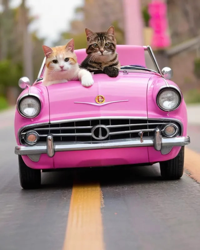 Cats driving a car Blank Meme Template