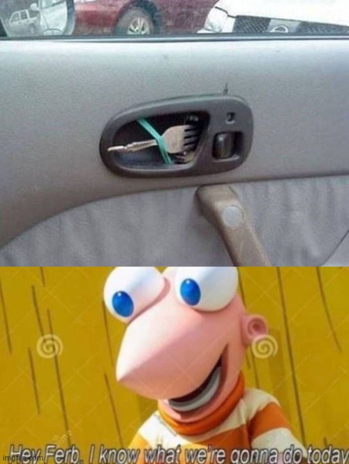 Fork car door handle | image tagged in hey ferb,fork,door,handle,you had one job,memes | made w/ Imgflip meme maker