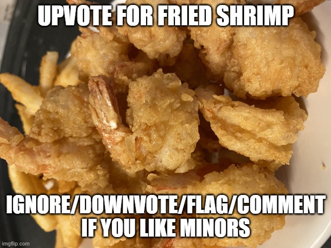 the b | UPVOTE FOR FRIED SHRIMP; IGNORE/DOWNVOTE/FLAG/COMMENT IF YOU LIKE MINORS | image tagged in fried shrimp1 | made w/ Imgflip meme maker