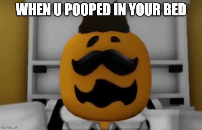 Poopies | WHEN U POOPED IN YOUR BED | image tagged in roblox,poop,bed,funny face | made w/ Imgflip meme maker