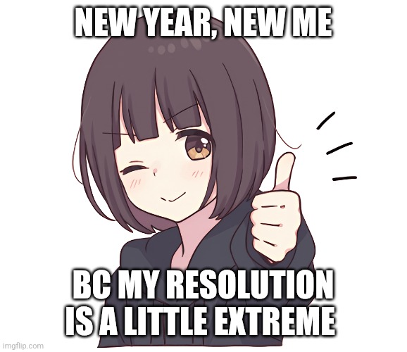 NEW YEAR, NEW ME; BC MY RESOLUTION IS A LITTLE EXTREME | made w/ Imgflip meme maker