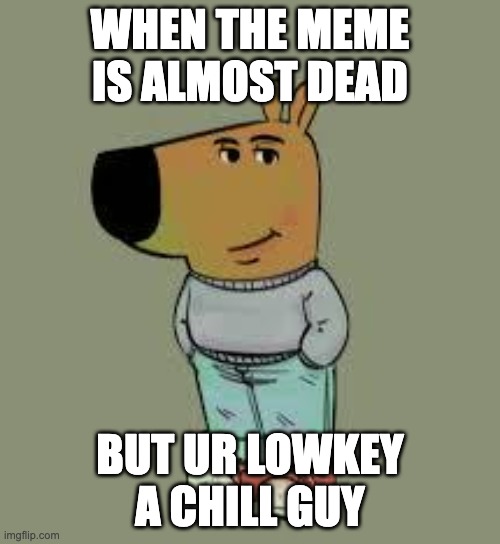 lol | WHEN THE MEME IS ALMOST DEAD; BUT UR LOWKEY A CHILL GUY | image tagged in low key just a chill guy,drake hotline bling,funny memes,memes,pie charts,two buttons | made w/ Imgflip meme maker