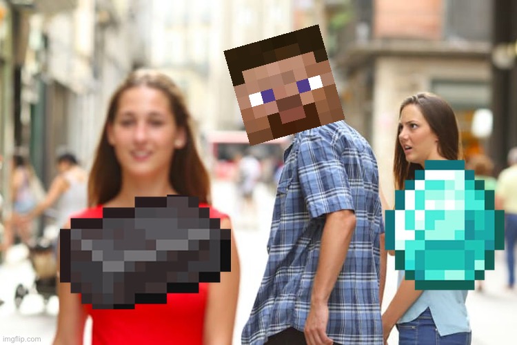 Netherite Rules | image tagged in memes,distracted boyfriend,minecraft | made w/ Imgflip meme maker