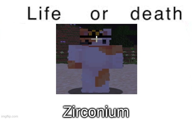 Life or death | Zirconium | image tagged in life or death | made w/ Imgflip meme maker