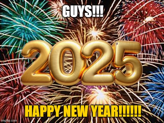 YEEEEAAAAAAA-- ok, back to our normal lives | GUYS!!! HAPPY NEW YEAR!!!!!! | image tagged in fire works,happy new year,2025,memes,gifs,demotivationals | made w/ Imgflip meme maker