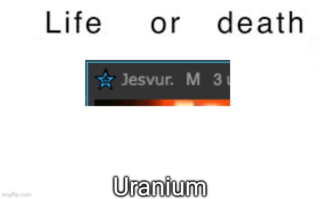 Life or death | Uranium | image tagged in life or death,msmg,memes | made w/ Imgflip meme maker