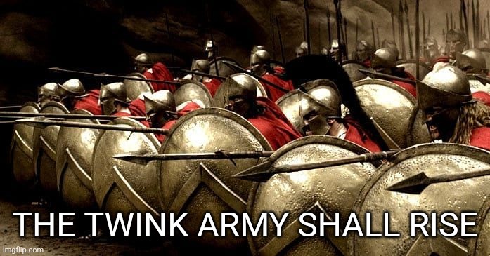 300 Phalanx | THE TWINK ARMY SHALL RISE | image tagged in 300 phalanx | made w/ Imgflip meme maker