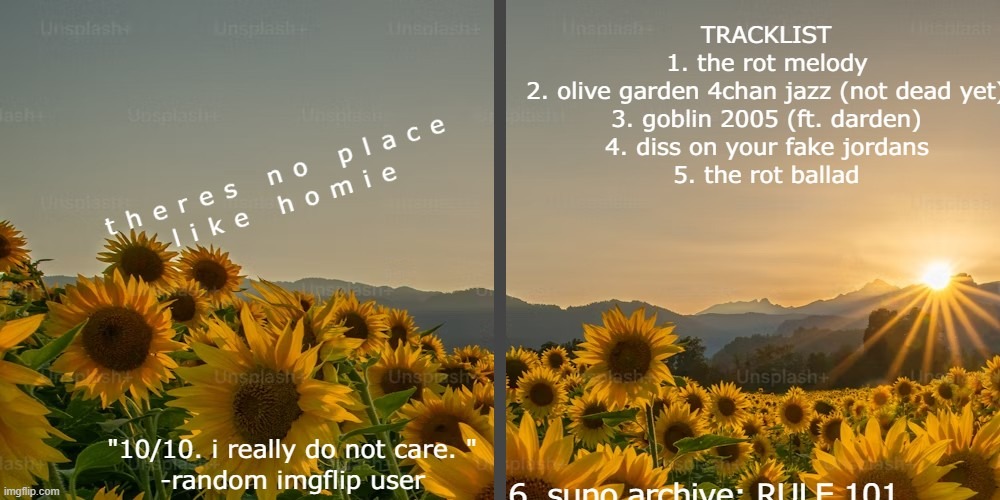 disc label for the  suno  not so album 1, "theres no place like homie" | made w/ Imgflip meme maker