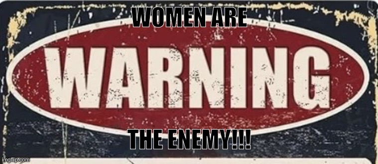 WARNING | WOMEN ARE; THE ENEMY!!! | image tagged in warning | made w/ Imgflip meme maker