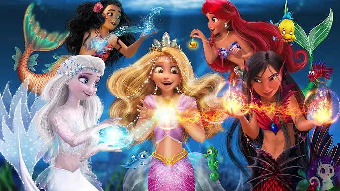 Disney Princesses as Mermaids Blank Meme Template