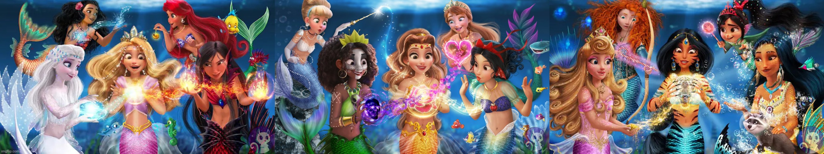 Ariel and her Friends as Mermaids (Mermaid Form) | image tagged in disney princess,disney princesses,the little mermaid,little mermaid,ariel,mermaid princess | made w/ Imgflip meme maker